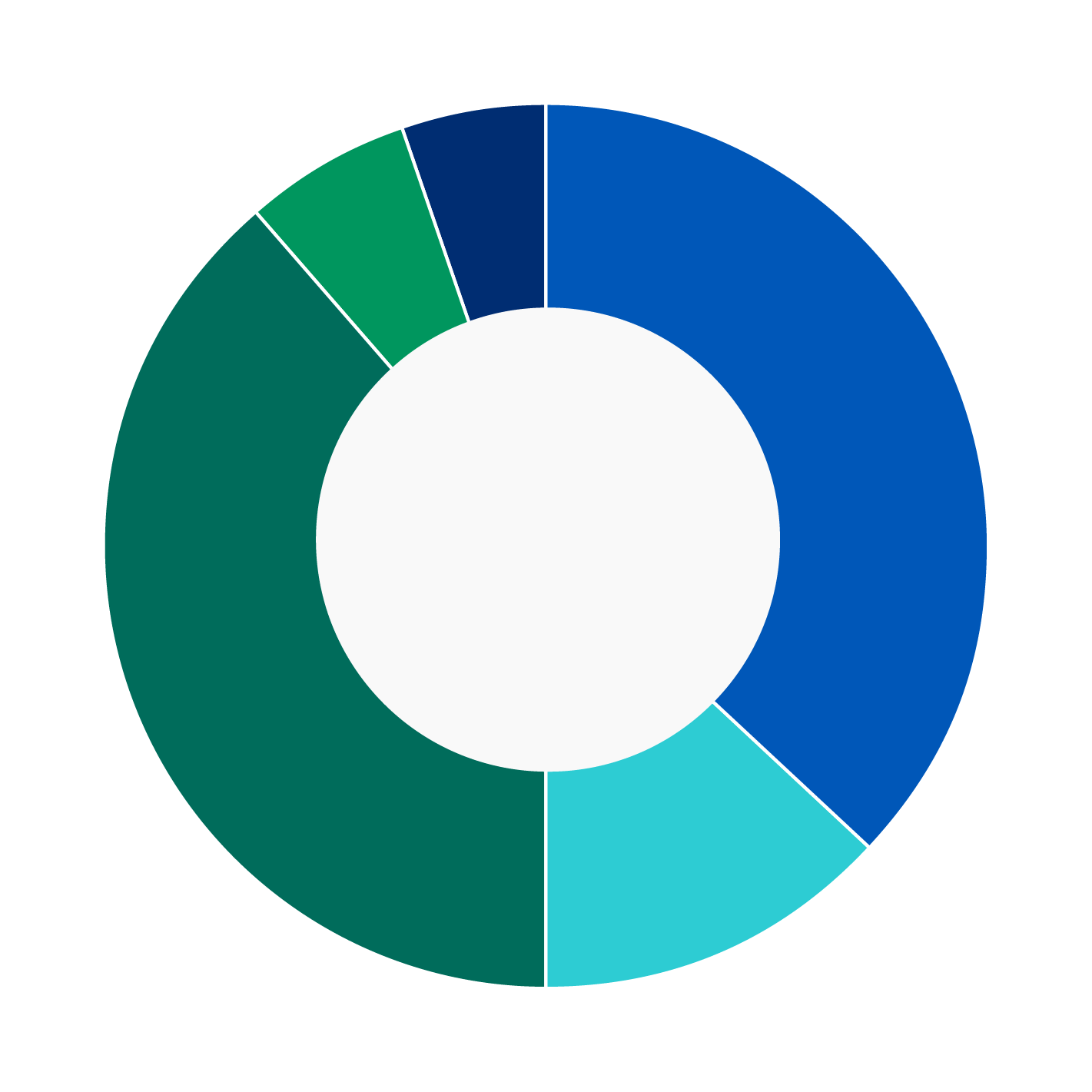 This donut chart shows the percentage of assets allocated to each category as a percentage of the whole.