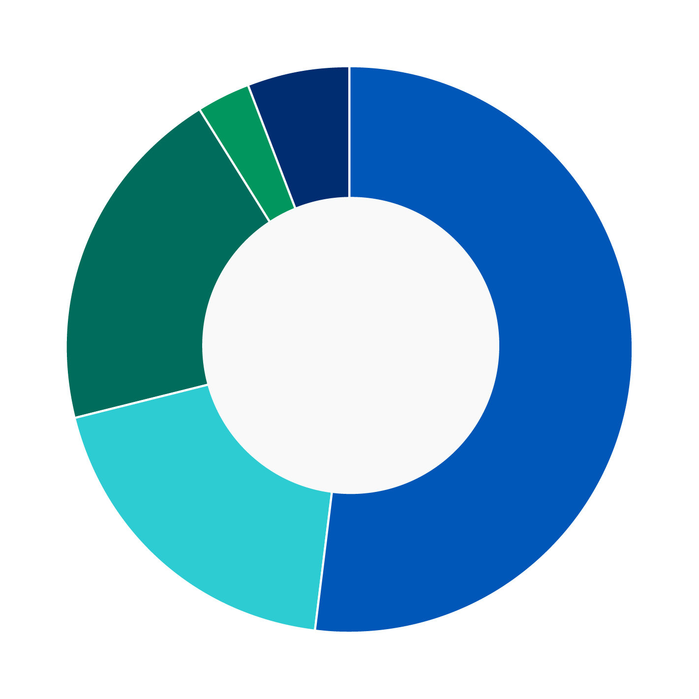 This donut chart shows the percentage of assets allocated to each category as a percentage of the whole.