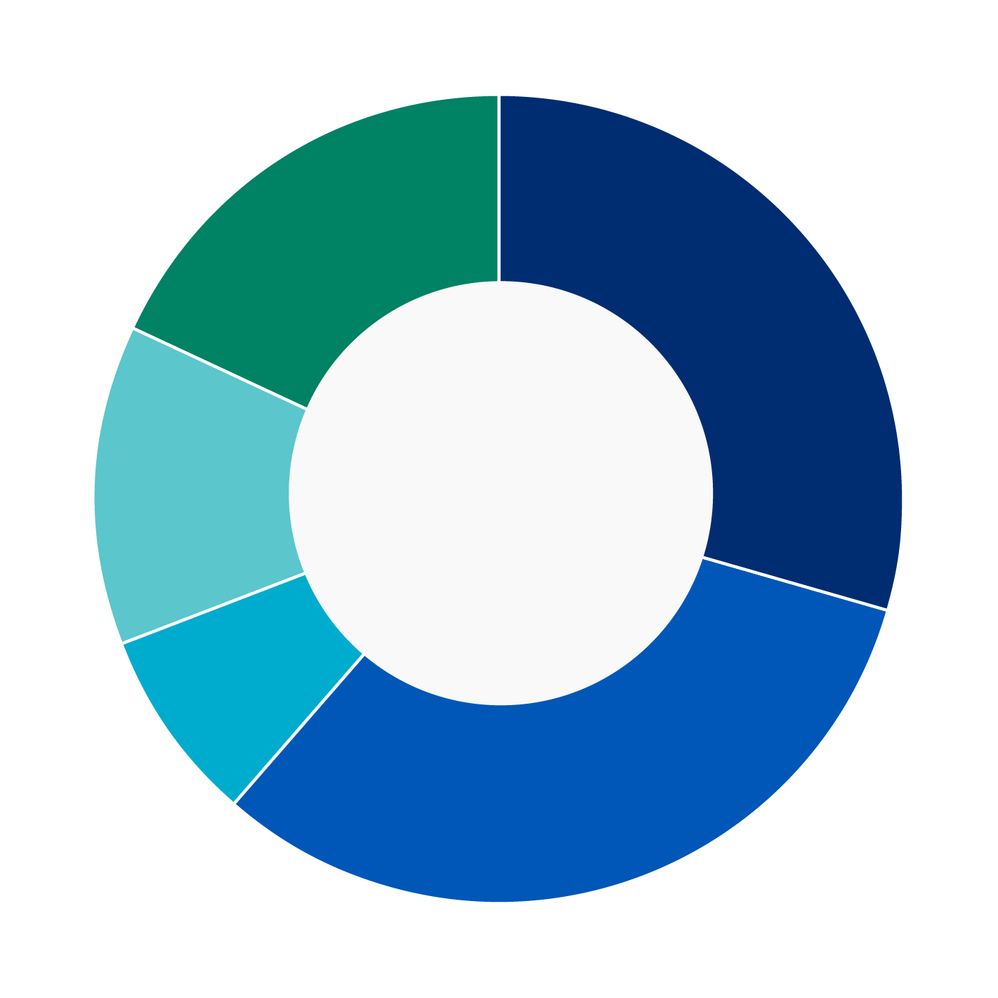 This donut chart shows the percentage of assets allocated to each fund as a percentage of the whole.