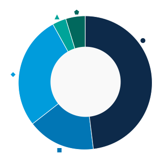This donut chart shows the percentage of assets allocated to each category as a percentage of the whole.