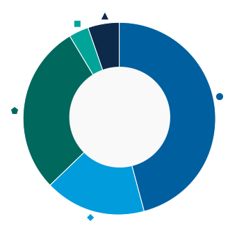 This donut chart shows the percentage of assets allocated to each category as a percentage of the whole.
