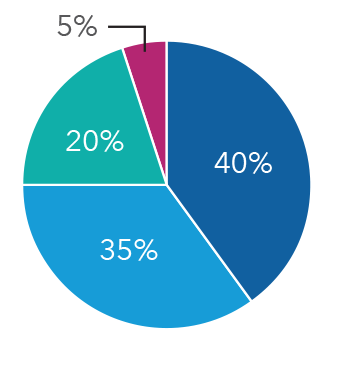A pie chart reflecting 40 percent is allocated to growth funds, 35 percent is allocated to growth-and-income funds, 20 percent is allocated to Equity-Income and Balanced Funds, and 5 percent is allocated to bonds.