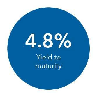 Chart illustrates how the R-6 share classes of The Bond Fund of America and American Funds Strategic Bond Fund offer potential income as of December 31, 2023. The Bond Fund of America delivered a 4.8% potential yield to maturity. American Funds Strategic Bond Fund delivered a 3.5% potential yield to maturity.