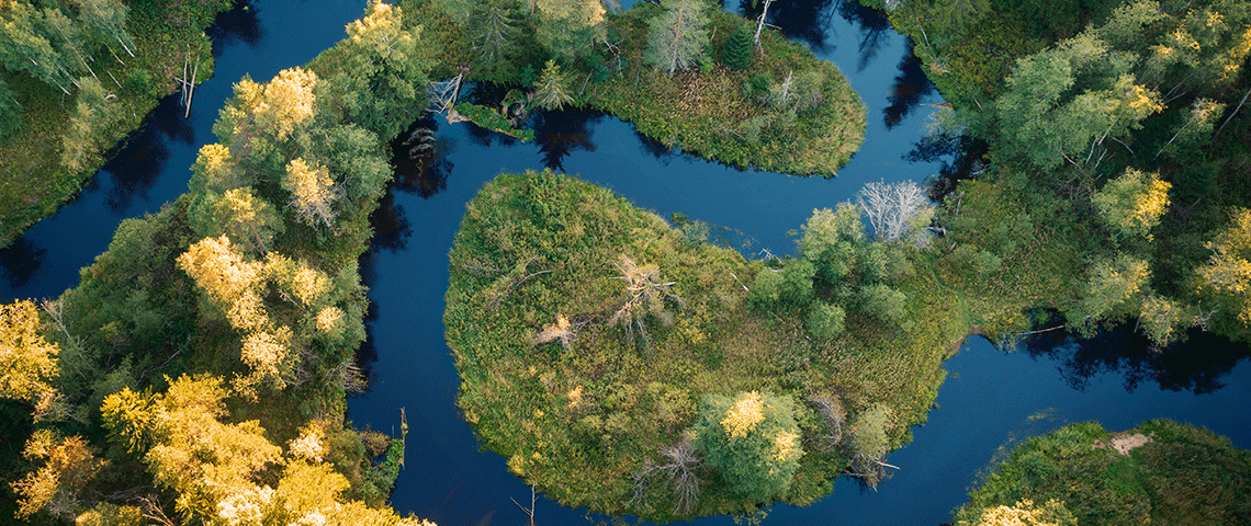 mains manipulant un compas à l’horizon