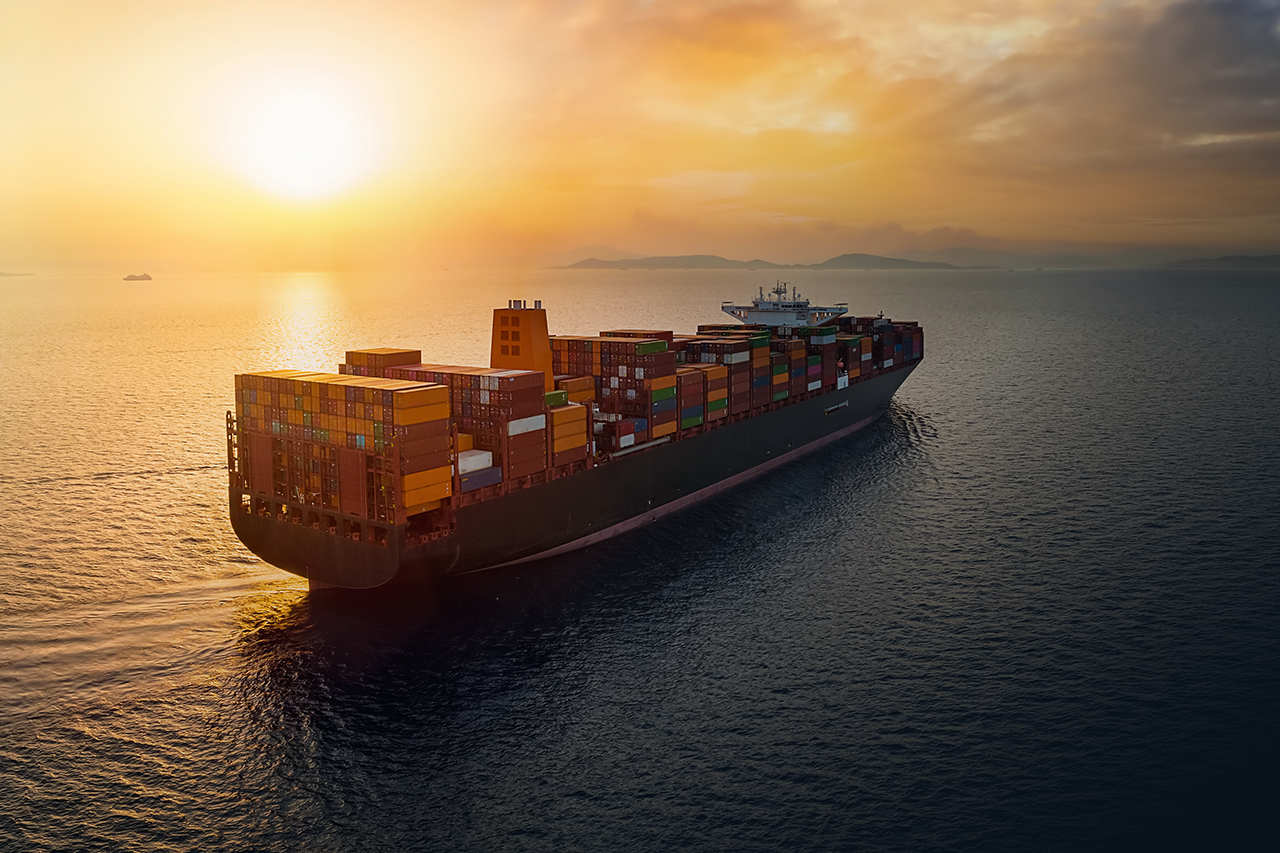 Woman and man shaking hands in an office