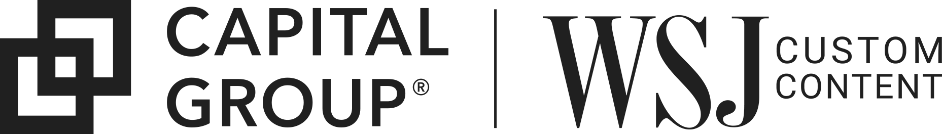 The logo image includes two overlapping square outlines, one in blue and one in gray above text that says Capital Group® directly underneath, and text that says American Funds® to the right of it.