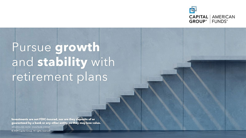 Title slide for the presentation Pursue growth and stability with retirement plans 