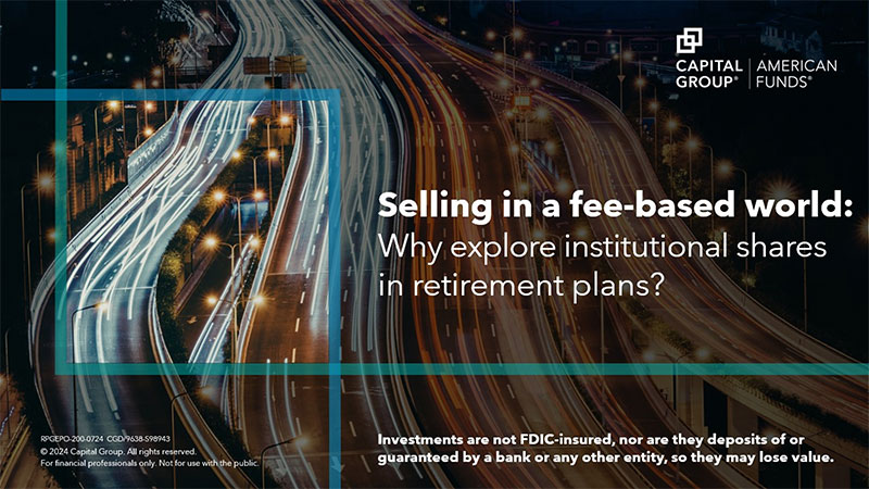 Title slide for the presentation Selling in a fee-based world: Why explore institutional shares in retirement plans?