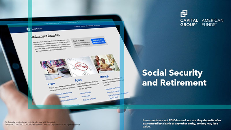 Title slide for the presentation Social Security and Retirement