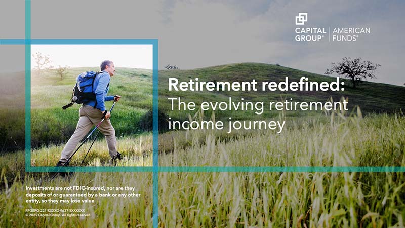 Title slide for the presentation Retirement redefined. The evolving retirement income journey