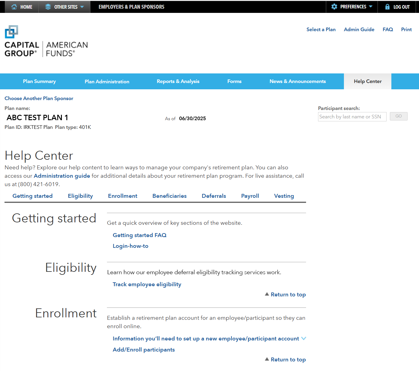 Image shows the Help Center, with a wide range of useful information and links.