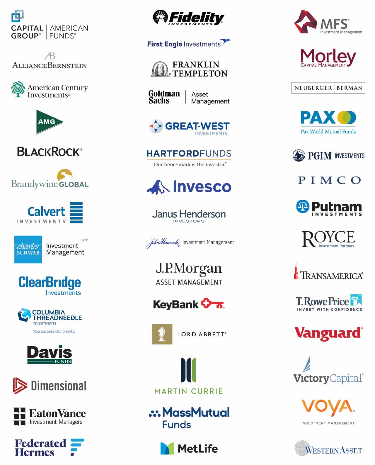 Multiple investment manager logos
